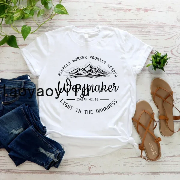 Waymaker Women T Shirt Christian Tees Religious Faith T-shirt Jesus Clothing Unisex Graphic T Shirts Summer Short Sleeve Tops - Image 16
