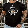 Fashion Cartoon Astronaut Pattern Fitness T-shirt Men Clothing Casual Unisex O-Neck Shirt For Summer Tee Oversized tshirt