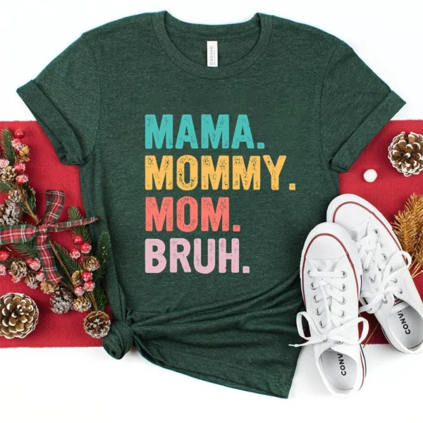 Mama Mommy Mom Bruh T Shirt Mom Shirt Mama Life Shirts Mother's Day T-shirt Women Summer Trendy Short Sleeve Casual Tops - Image 17