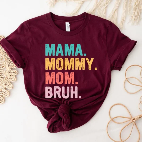 Mama Mommy Mom Bruh T Shirt Mom Shirt Mama Life Shirts Mother's Day T-shirt Women Summer Trendy Short Sleeve Casual Tops - Image 4